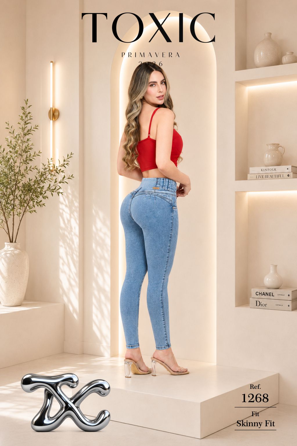 Jean Skinny Levanta Cola Tiro Alto Azul Claro | TOXIC JEANS Ref. 1268